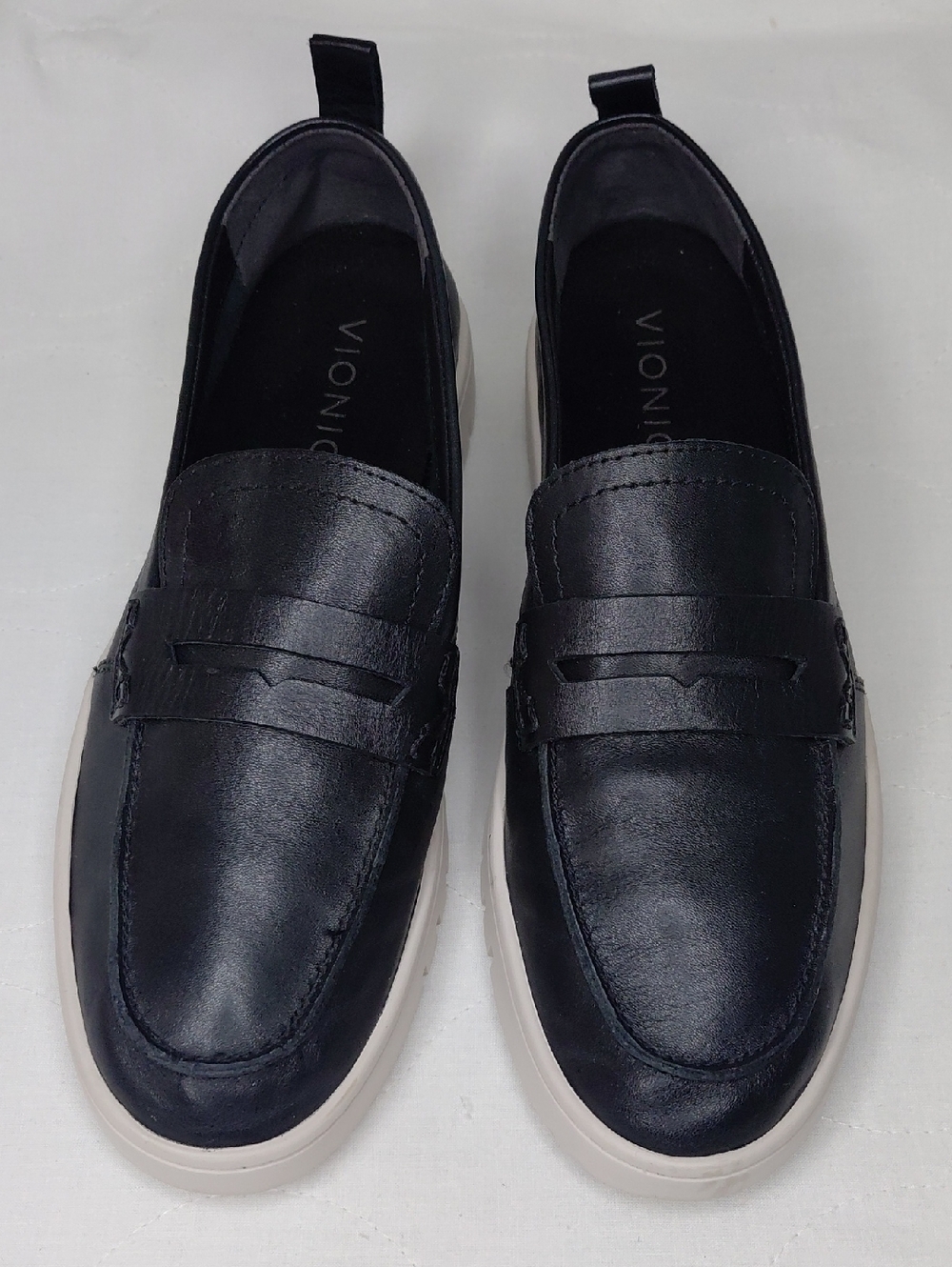 Vionic Womens Uptown Black Leather Slip-On Leather Loafers Size 7.5